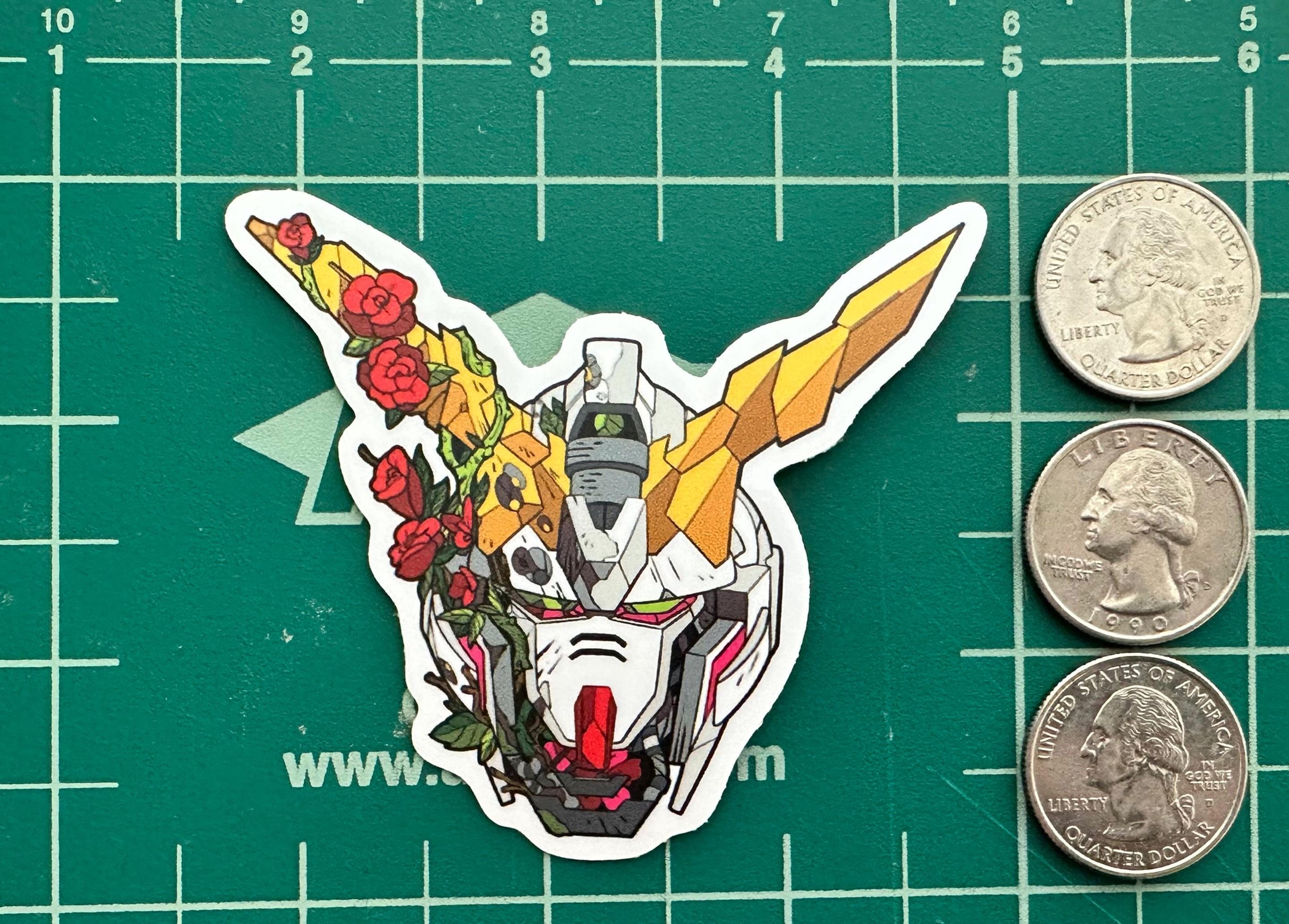 Gundam Unicorn Floral 3" Vinyl Sticker