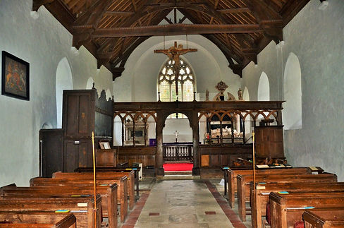 Warnford church nave looking east