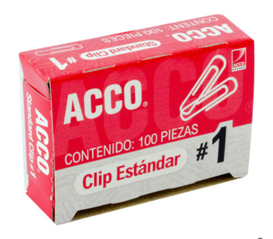 Clip estandar ACCO caja con 100 Pieza No.1