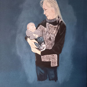 Acrylique, Toile, Amour, Bébé, Mamie.