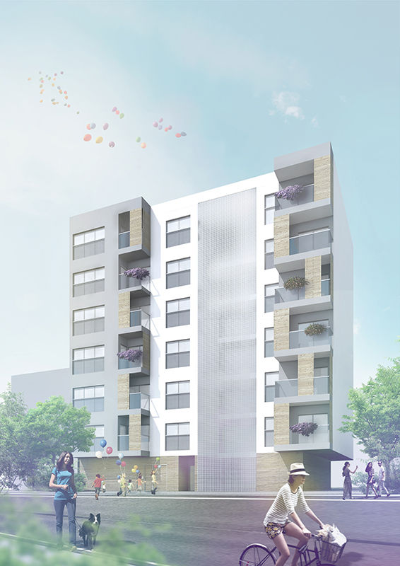 Residential building of concrete and timber structure in Łódź