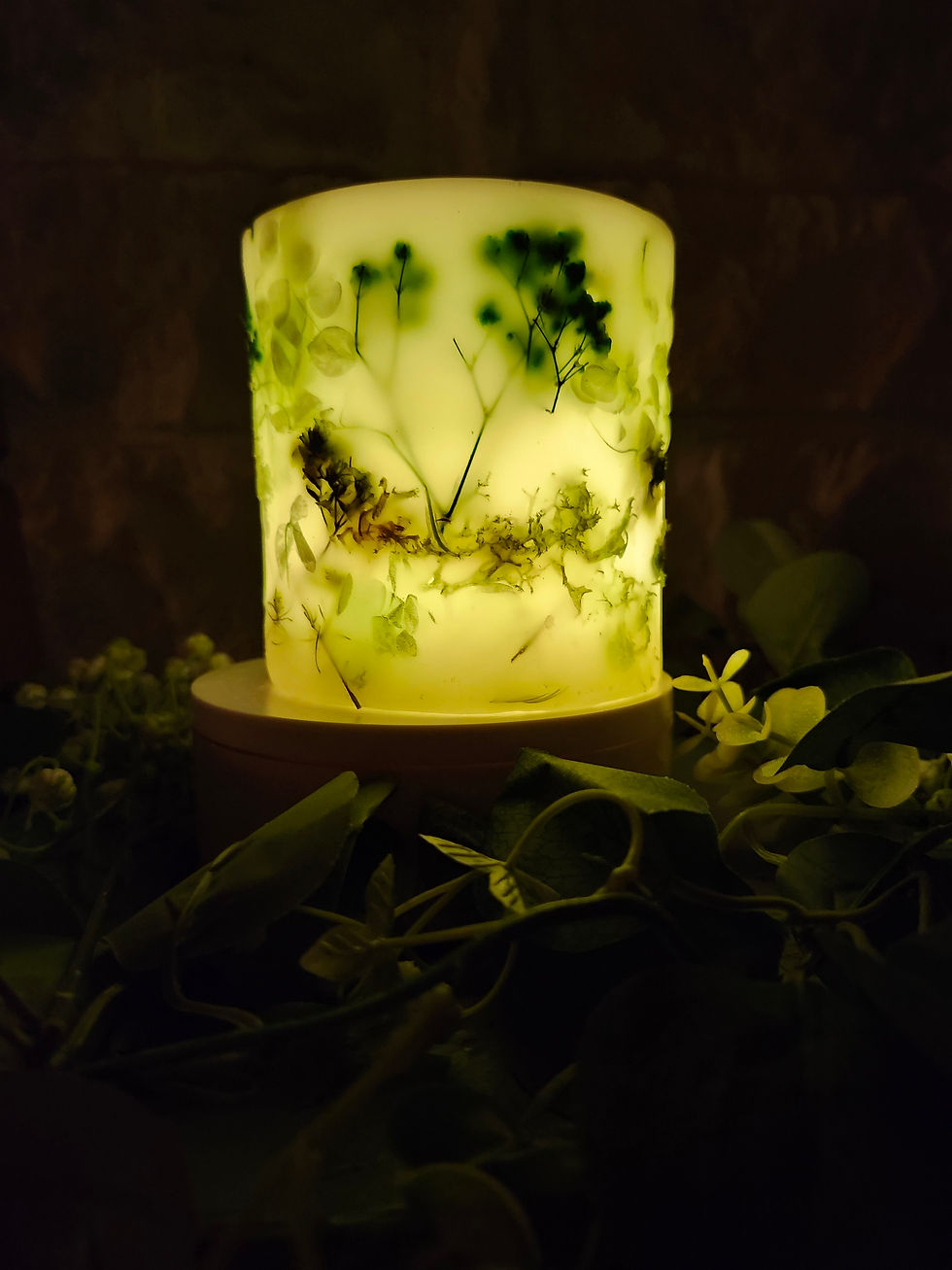 Thumbnail: Everlasting Lighted Wax Decorative Candle Lantern Holder 'Green Grass of Home'
