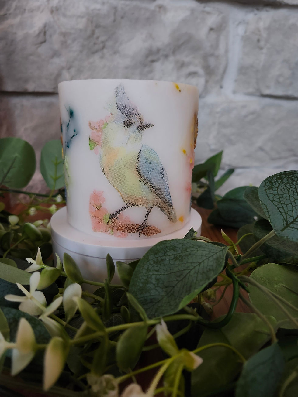 Everlasting Round Wax Candle Lantern Holder 'Lovin Bird'