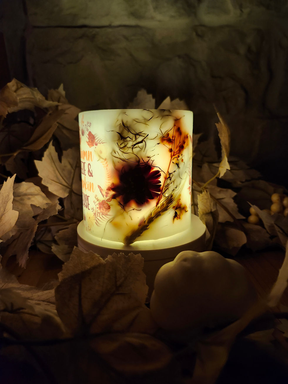Thumbnail: Everlasting Lighted Wax Decorative Candle Lantern Holder 'Autumn Breeze'