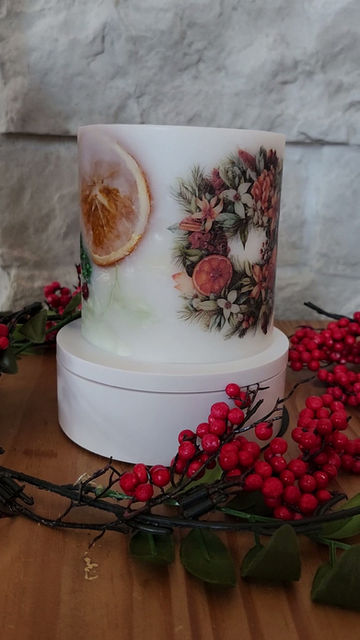 Thumbnail: Everlasting Lighted Wax Decorative Candle Lantern Holder 'Orange Wreath'