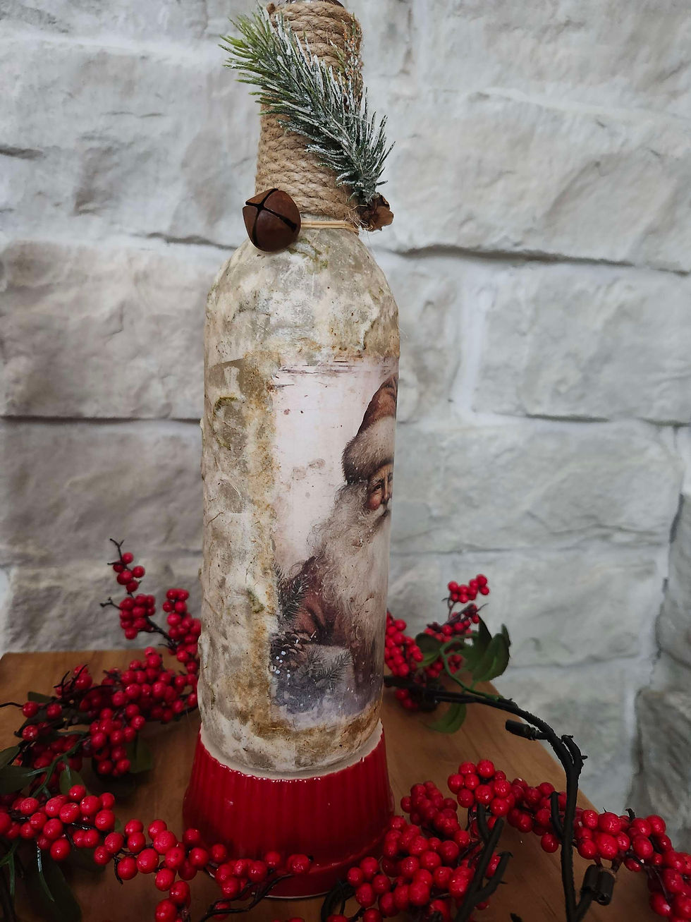 Thumbnail: Lighted Decorative Christmas Bottle 'Cowboy Santa'