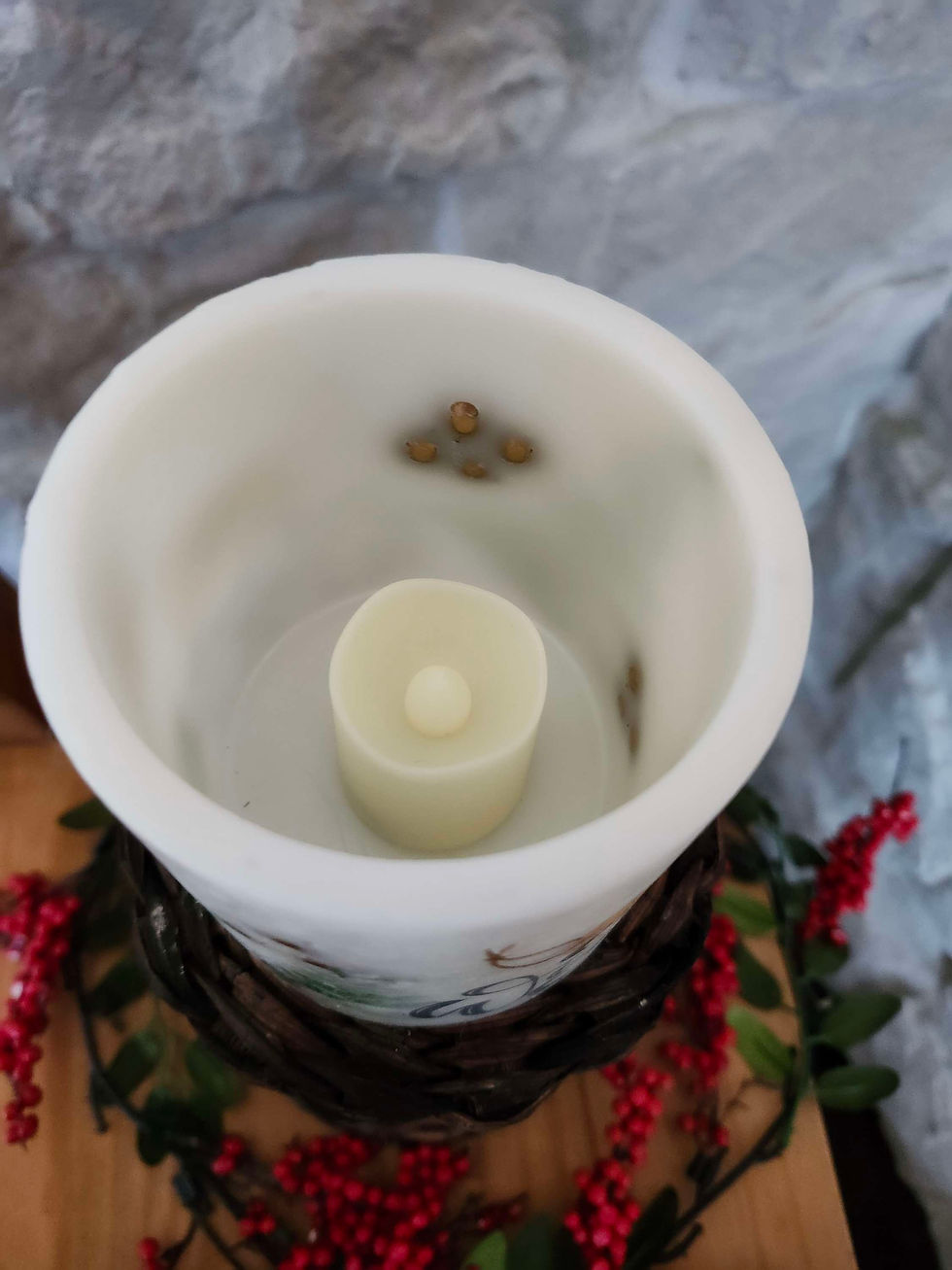 Thumbnail: Everlasting Lighted Wax Decorative Candle Lantern Holder 'Hello Winter'