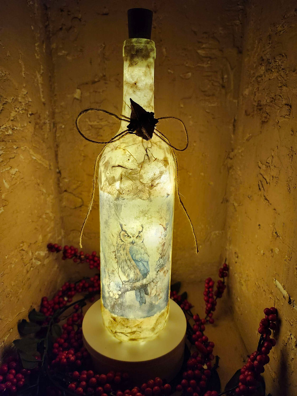 Thumbnail: Lighted Decorative Winter Bottle 'Mr. Owl'