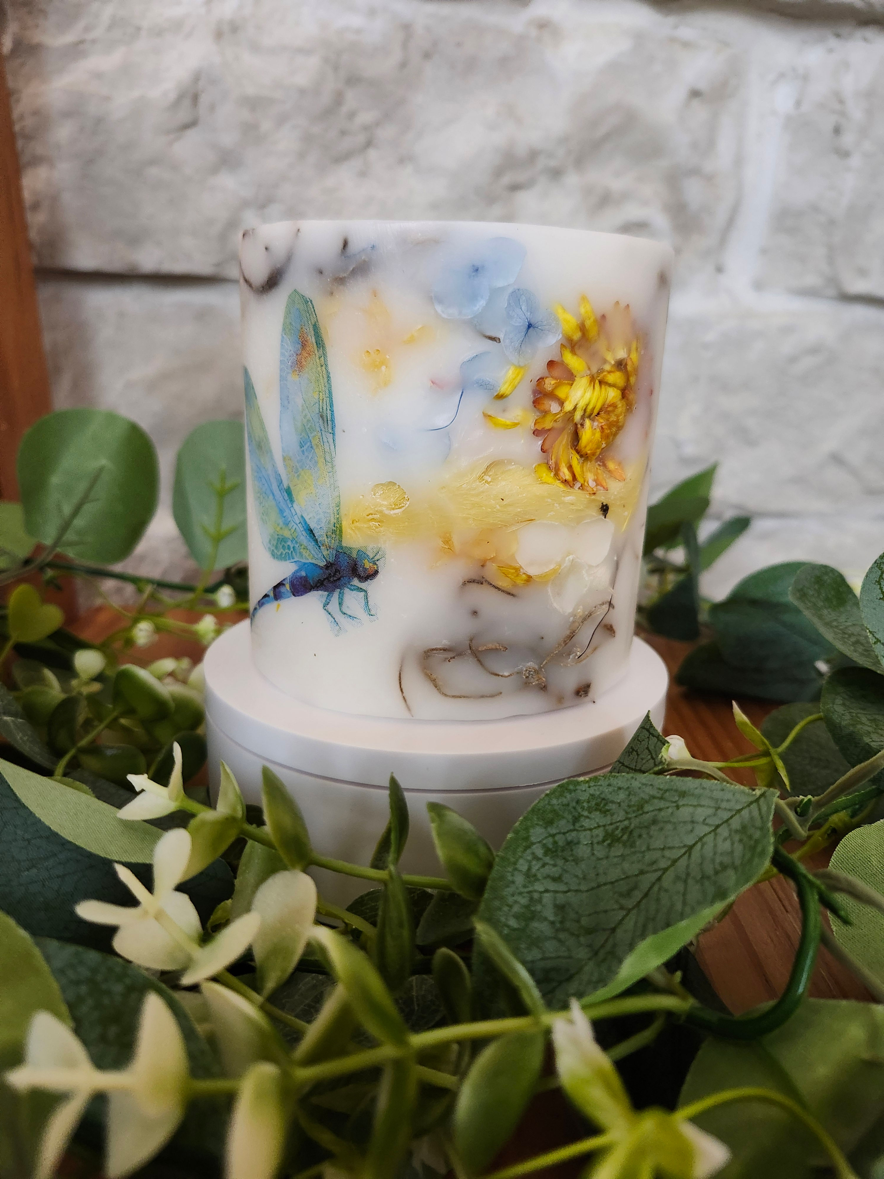 Everlasting Lighted Decorative Wax Candle Lantern Holder 'Dragon Fly'