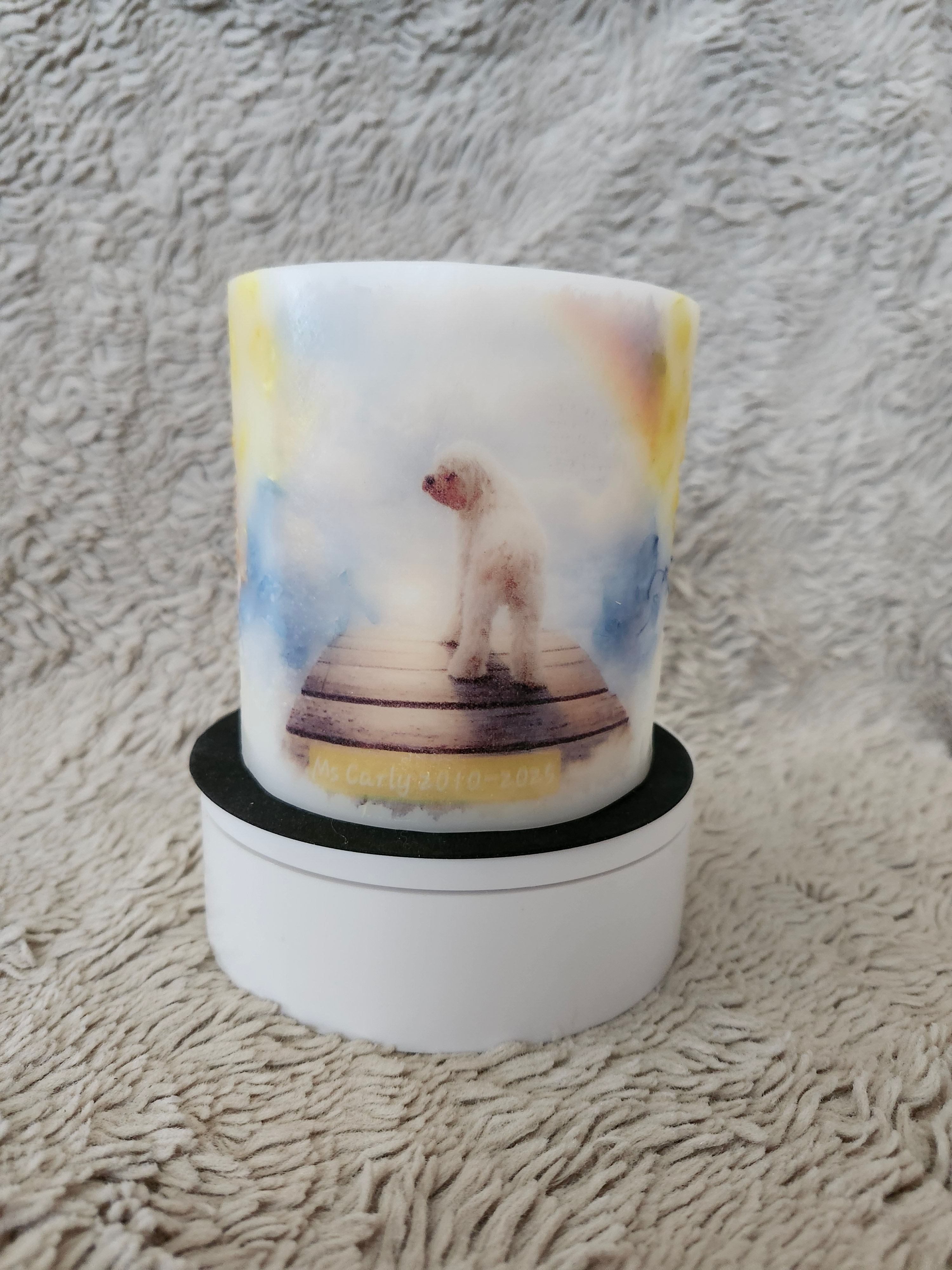 *CUSTOM* Everlasting Lighted Wax Pet Memorial Candle LanternHolder*RainbowBridge