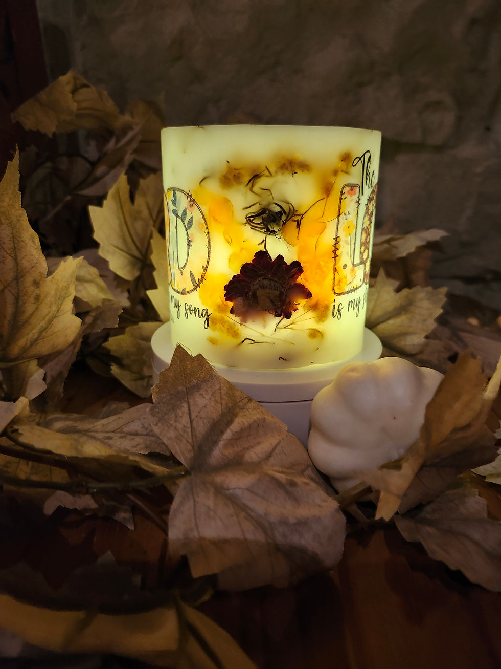 Thumbnail: Everlasting Lighted Wax Decorative Candle Lantern Holder 'Psalm 118:14'