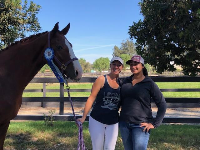 Laura and Stella, Oldenburg Mare, with groom, Sareen at Mission Pacific Dressage Show.