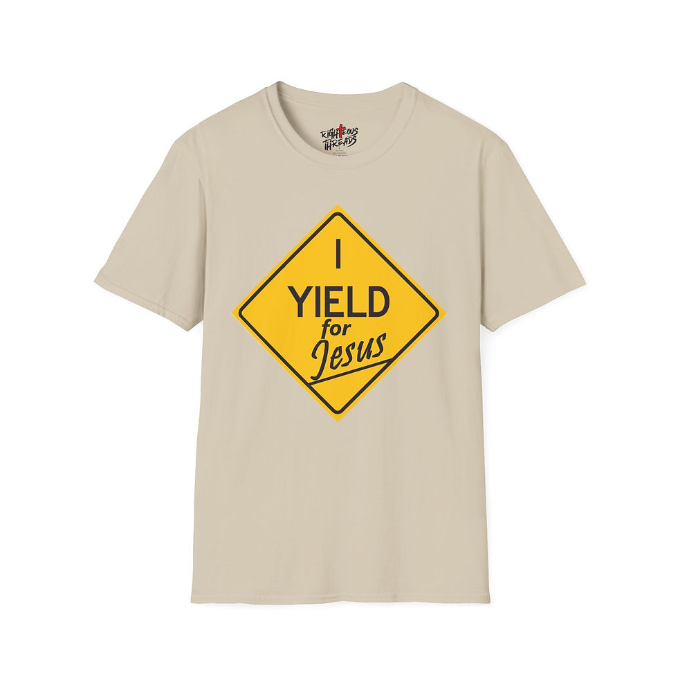 Thumbnail: Christian Unisex T-Shirt - Jesus Comes First Yield Sign Tee