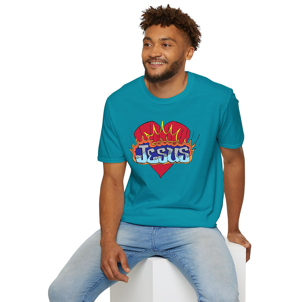 Thumbnail: Jesus Heart, Unisex Softstyle T-Shirt for Faith, Christians, Religious Apparel