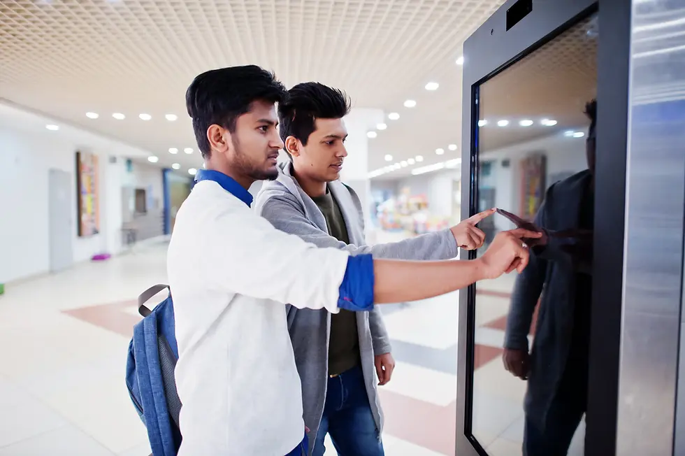 Interactive kiosk advertising capturing attention in busy public spaces