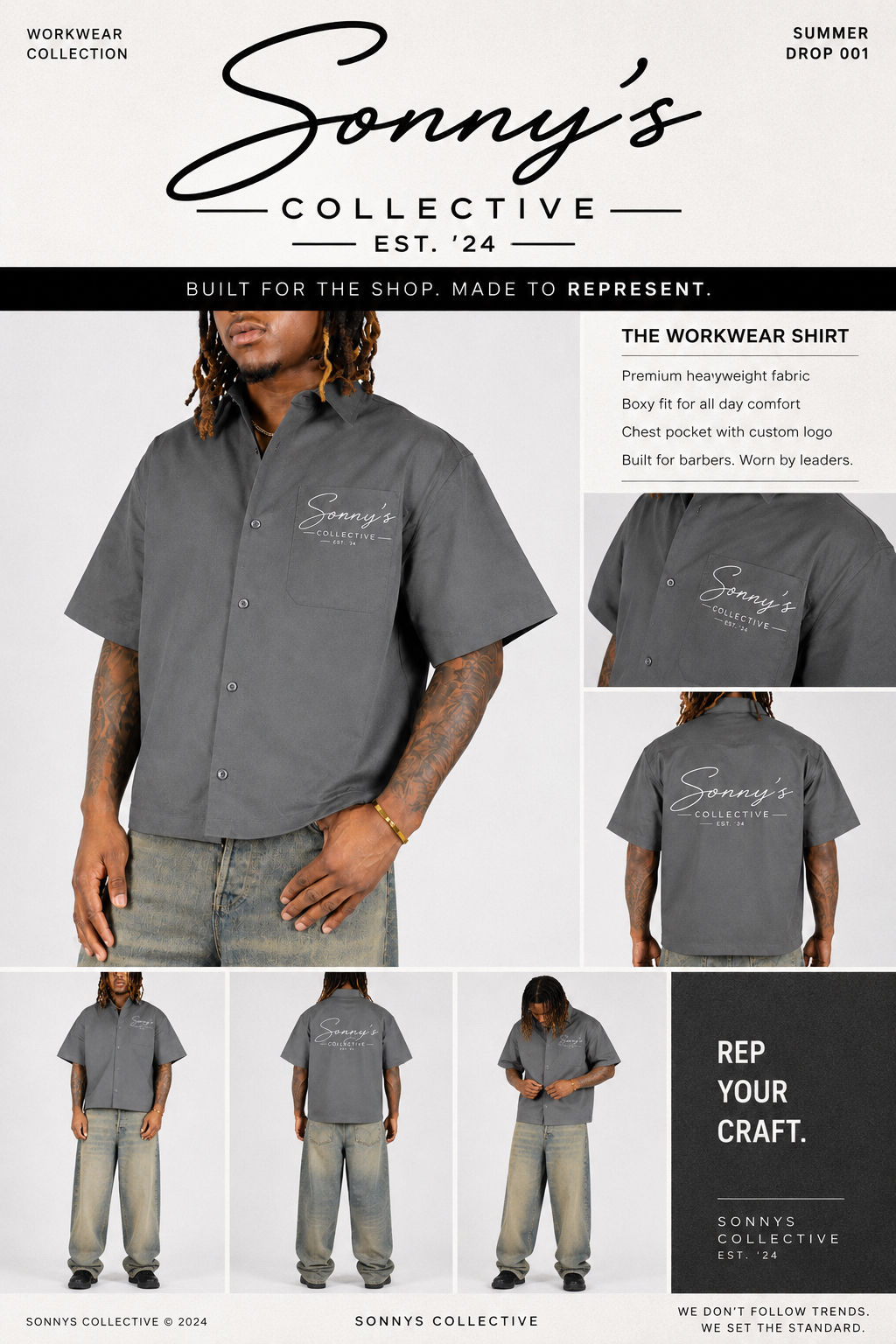 Sonny’s Collective — Signature Workwear Shirt (Wolf Grey)