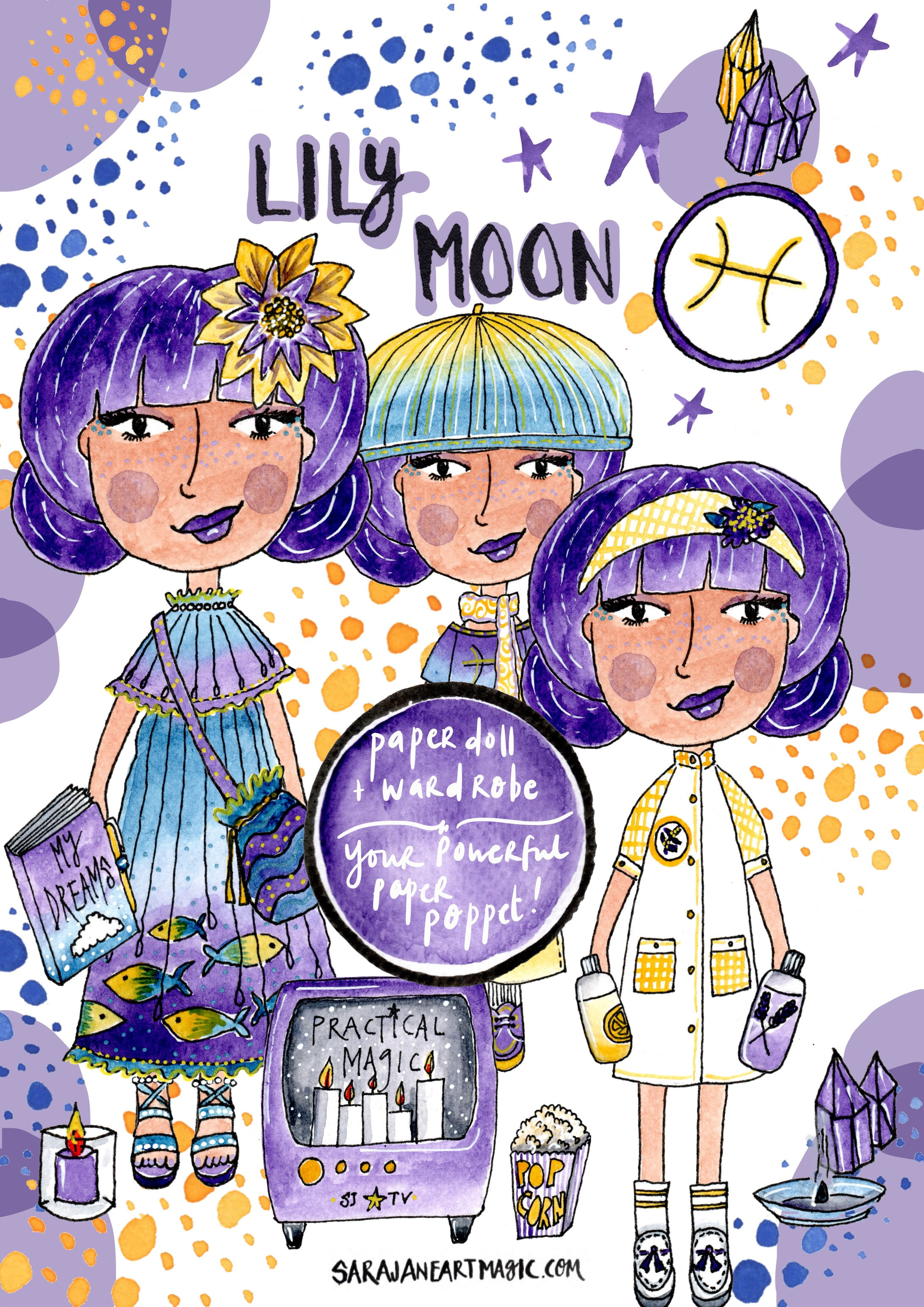 Lily Moon paper poppet - Digital download to print