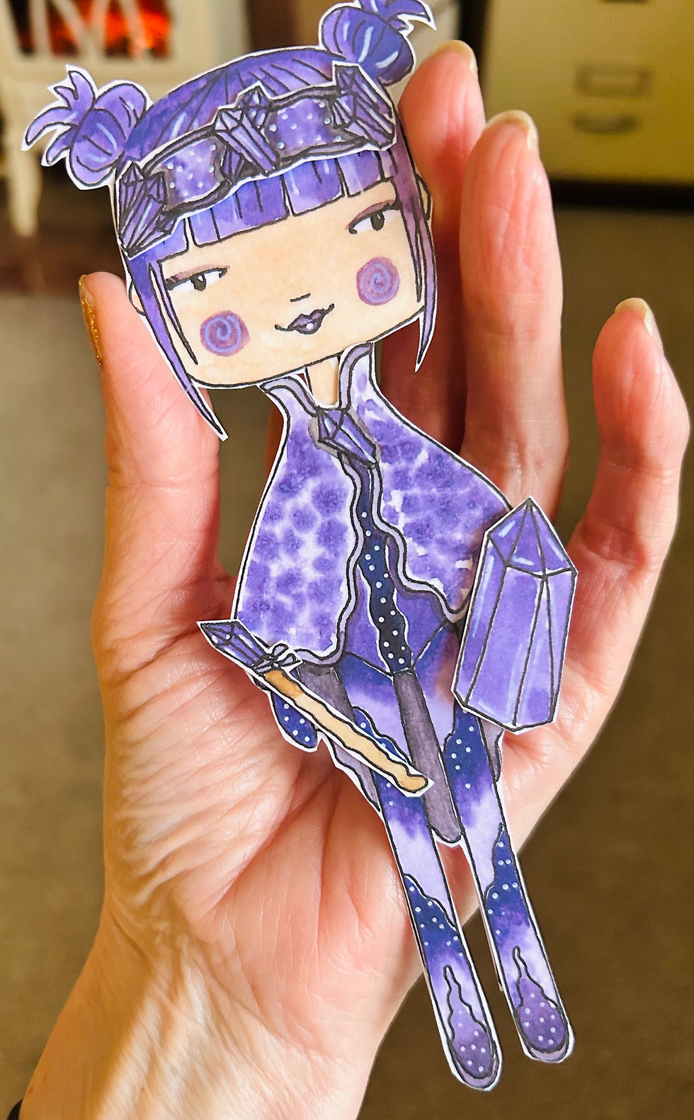Thumbnail: Amethyst aka Amy Tully paper poppet - Digital download to print
