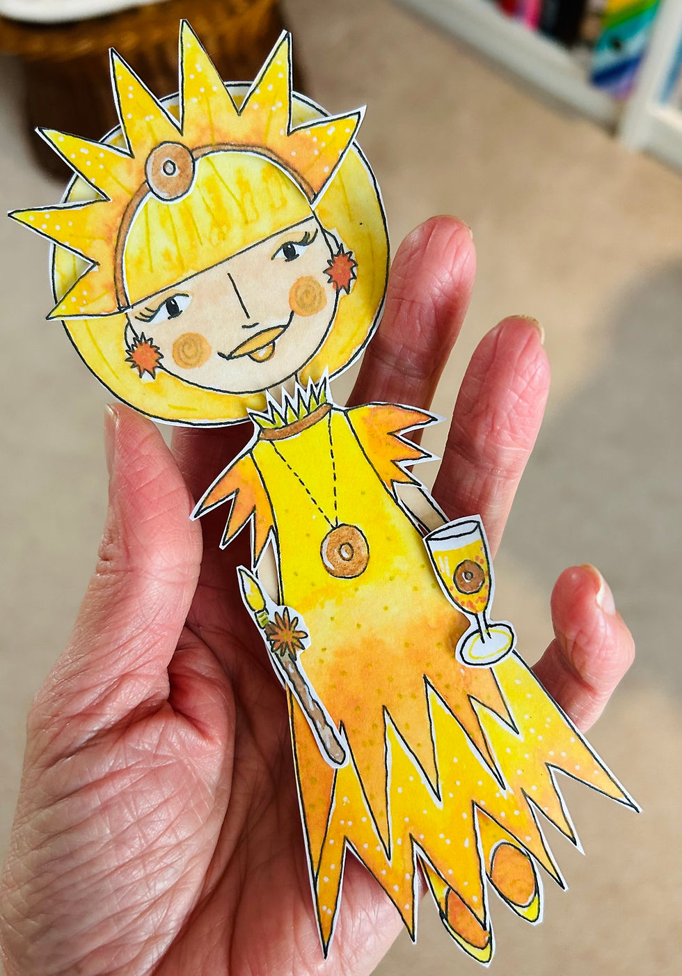 Thumbnail: Citrine aka Sunny Bright: paper poppet - Digital download to print