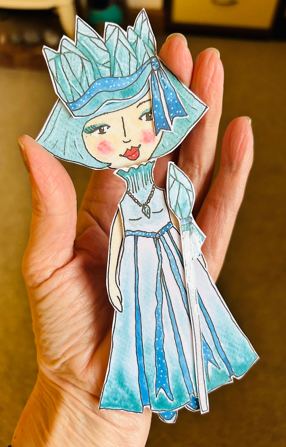 Thumbnail: Aquamarine aka Marina Wells: paper poppet - Digital download to print