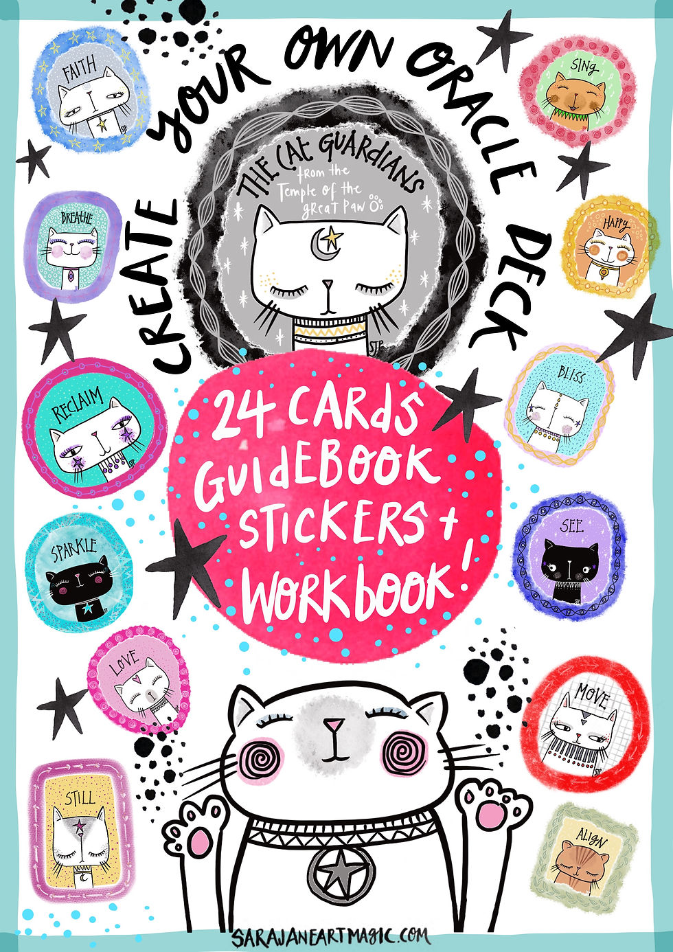 Thumbnail: Cat Guardians V2 Oracle Deck DIY ebook with workbook and stickers