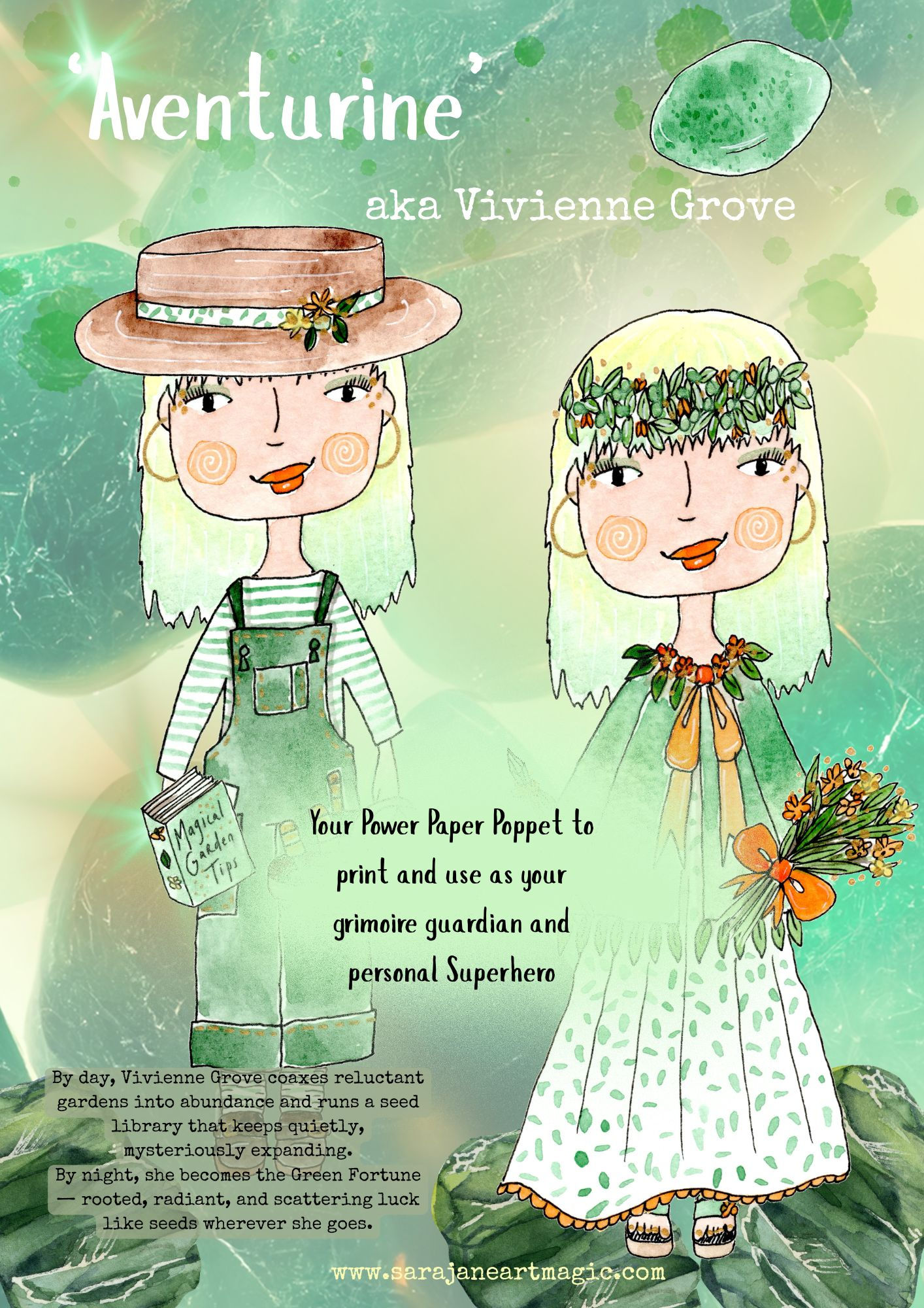 Aventurine aka Vivienne Grove: paper poppet - Digital download to print