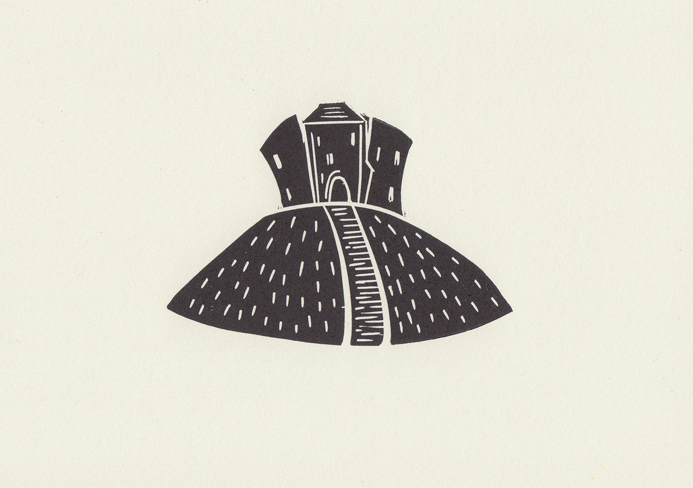 Clifford's Tower, York, original linocut print - Black