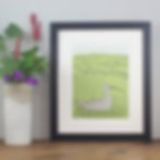 Curlew bird art linocut framed