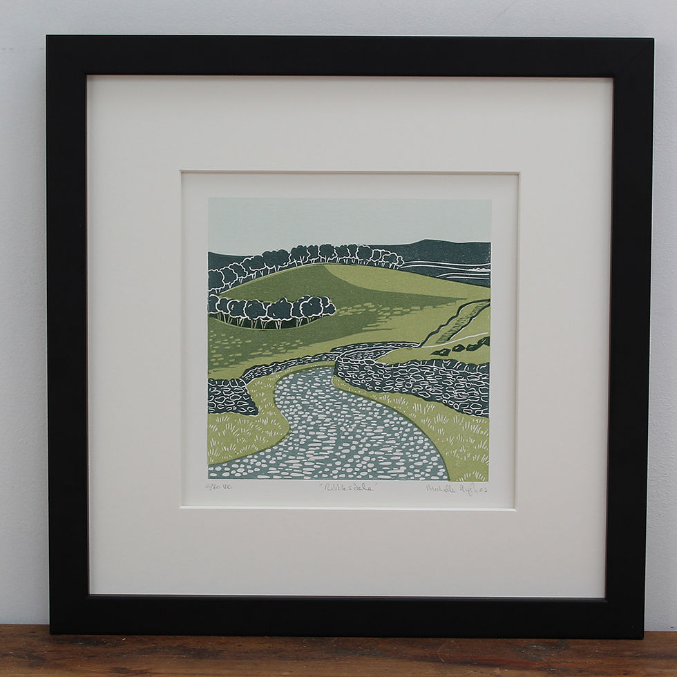 Thumbnail: Ribblesdale, Yorkshire Dales, original linocut print