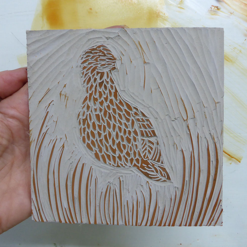 Curlew original linocut print