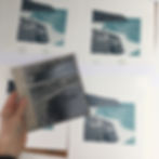 Thumbnail: Printing the key block – Indigo blue layer in Robin Hood’s Bay III linocut print