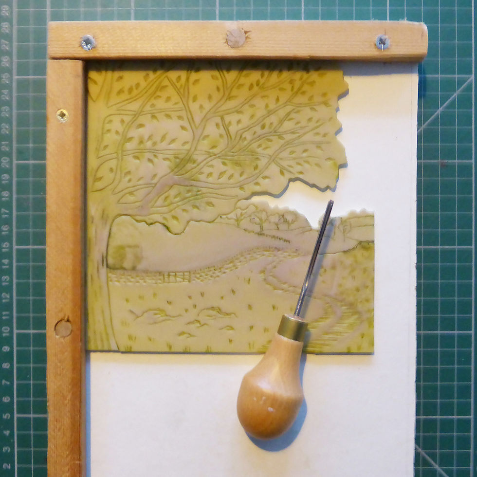 Thumbnail: Yorkshire Dales III, original linocut print