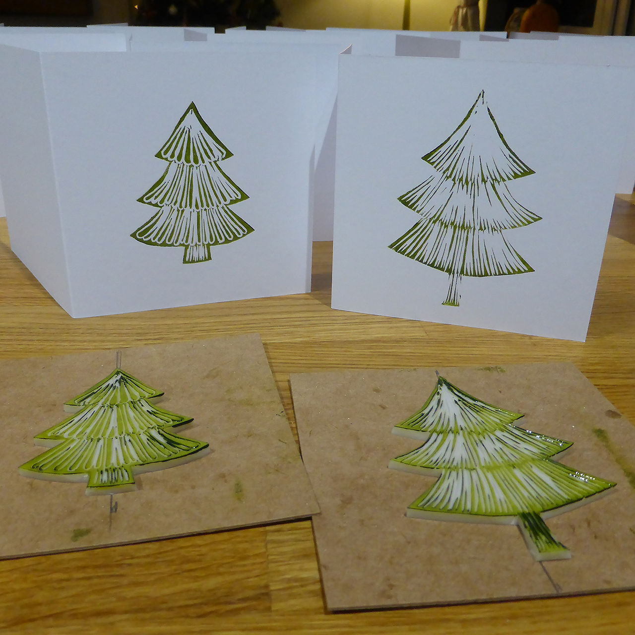 Christmas tree lino print