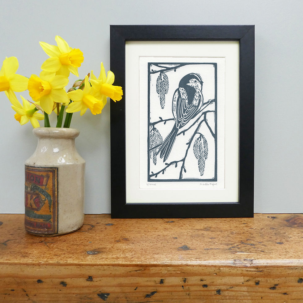 Framed Long-tailed Tit bird art for sale UK