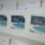 Runswick Bay linocut print