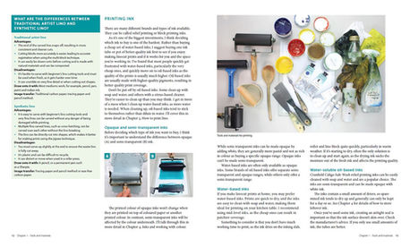 Printing Birds and Wildlife in Linocut book tools and materials page