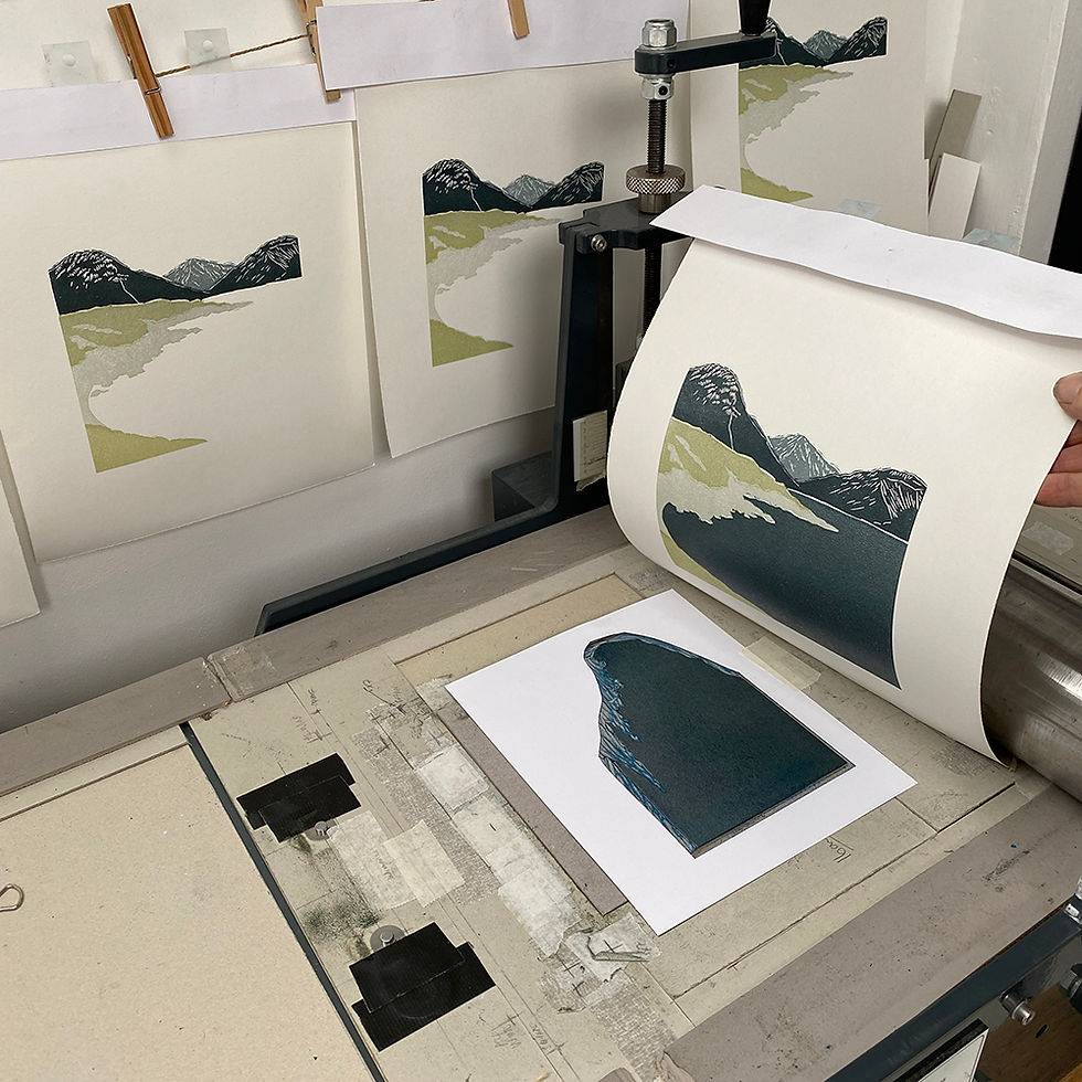 Thumbnail: Printing Wastwater lino print