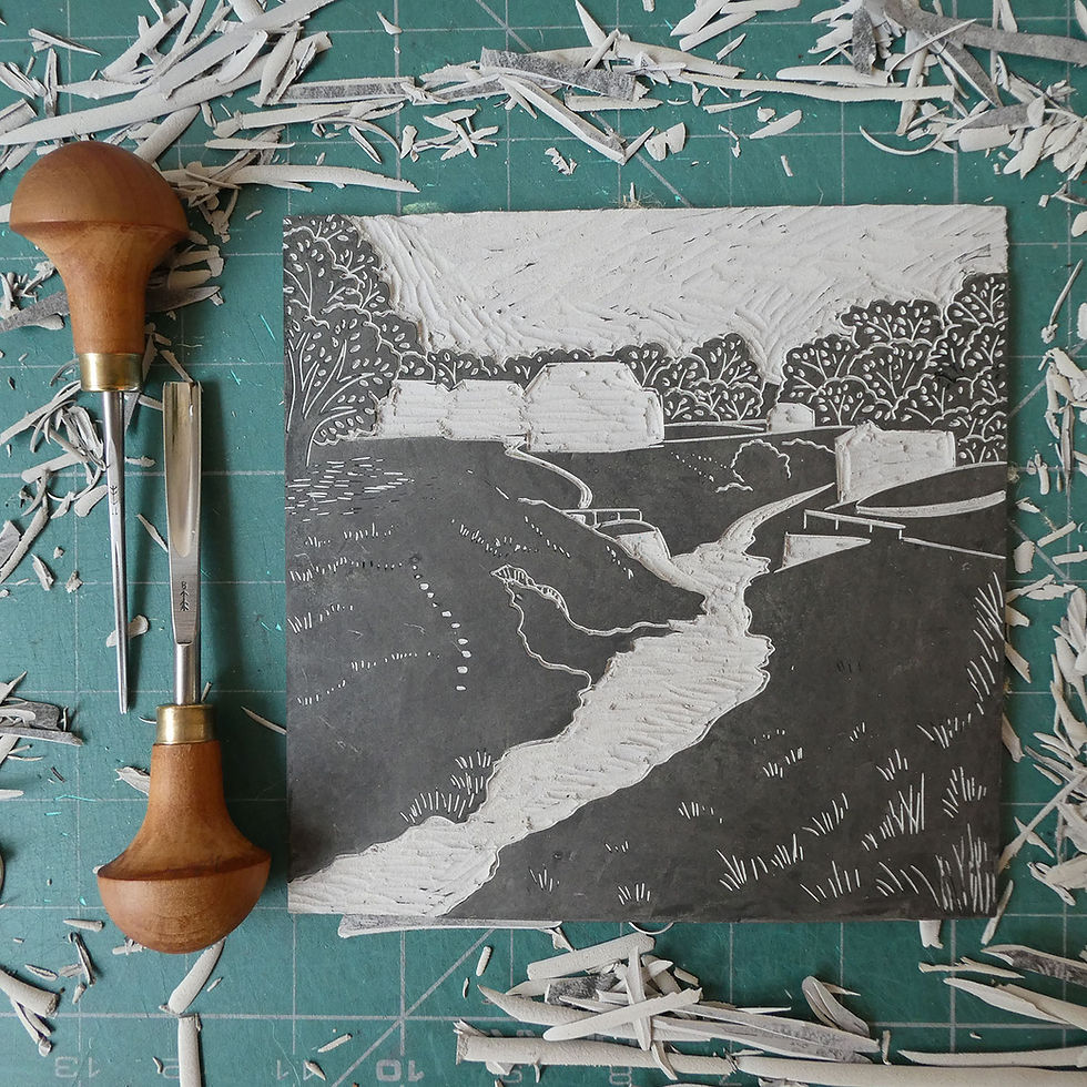 Thumbnail: Hutton le Hole, North York Moors original linocut print