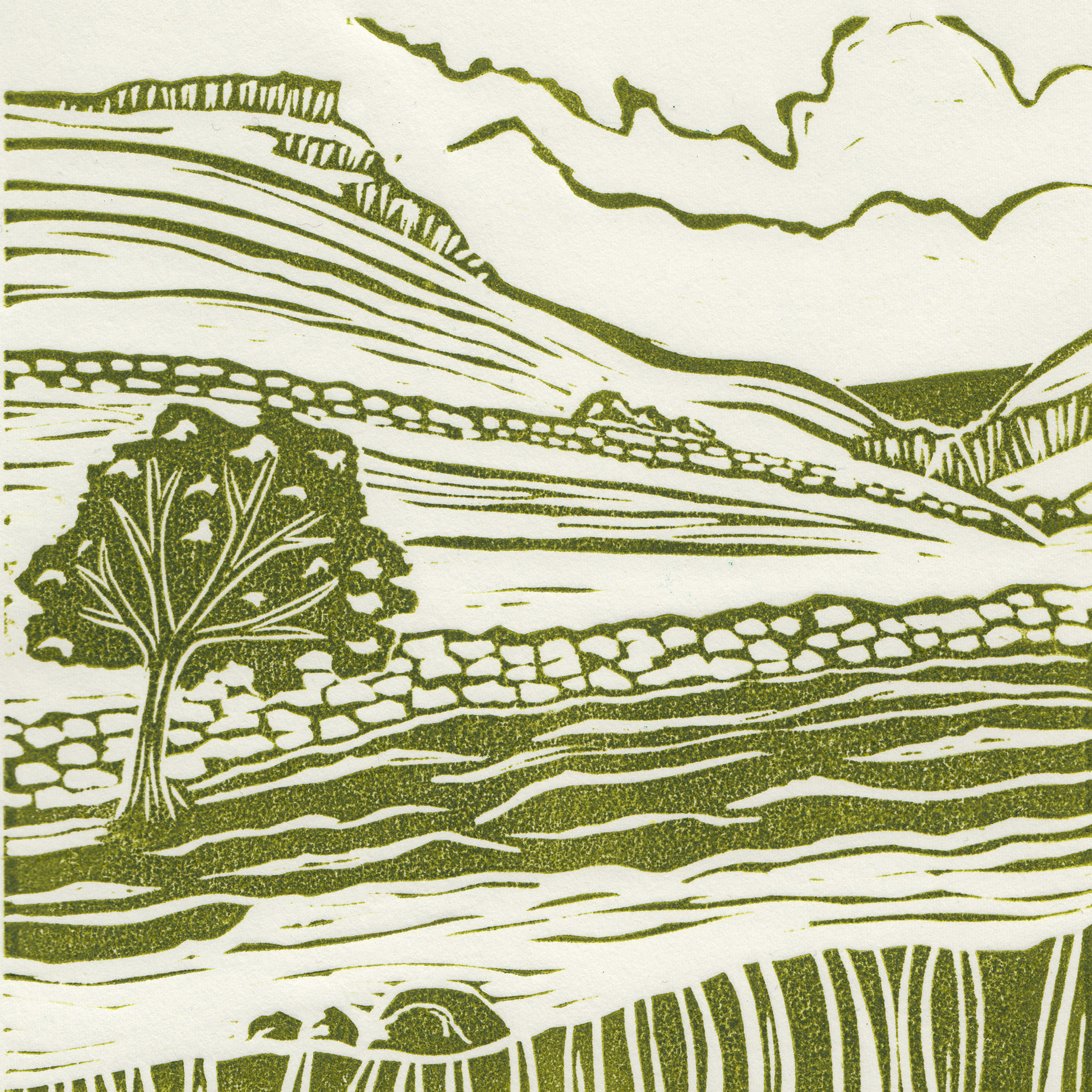 Gordale Scar, Yorkshire Dales, original linocut print