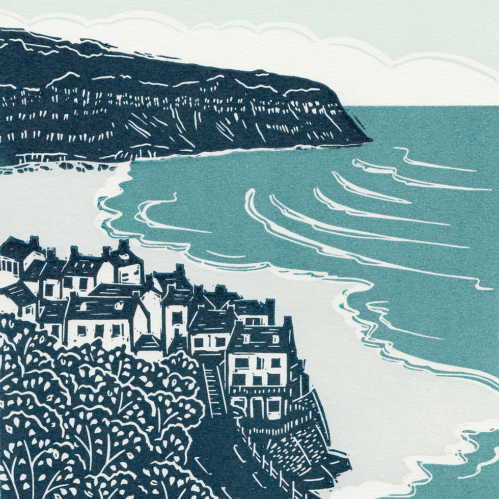 'Robin Hood’s Bay III', Yorkshire Coast, linocut print