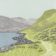 Ennerdale Water, Lake District, original linocut print
