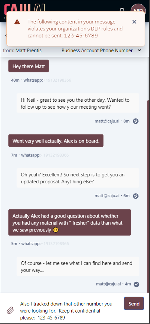 Message Blocking: Doesn't meet the DLP policy requirements.