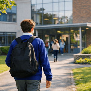 International student arriving at an Irish secondary school in spring