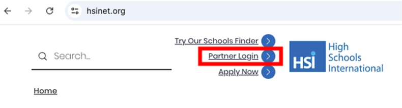 Screenshot of Partner Login Link