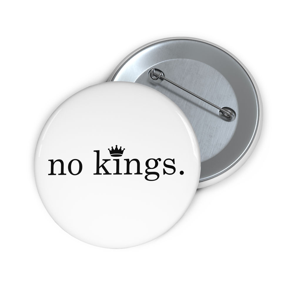 Thumbnail: NO KINGS - White Custom Pin Buttons