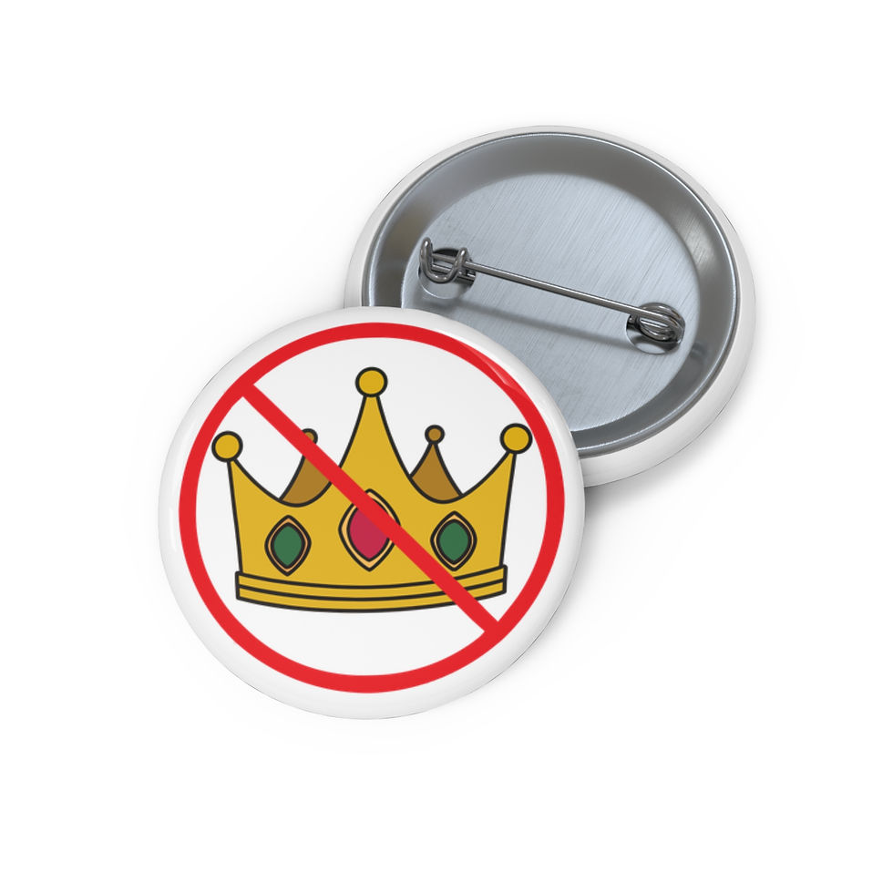 Thumbnail: DETHRONE THE KING - White Custom Pin Buttons ($7.59 - $9.59)