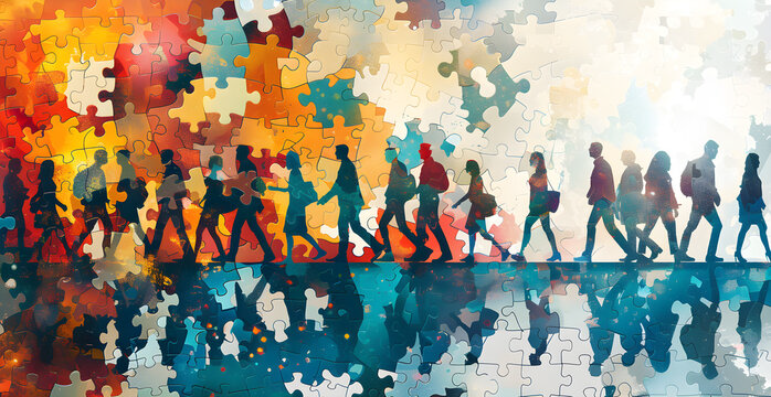 A group of people are walking