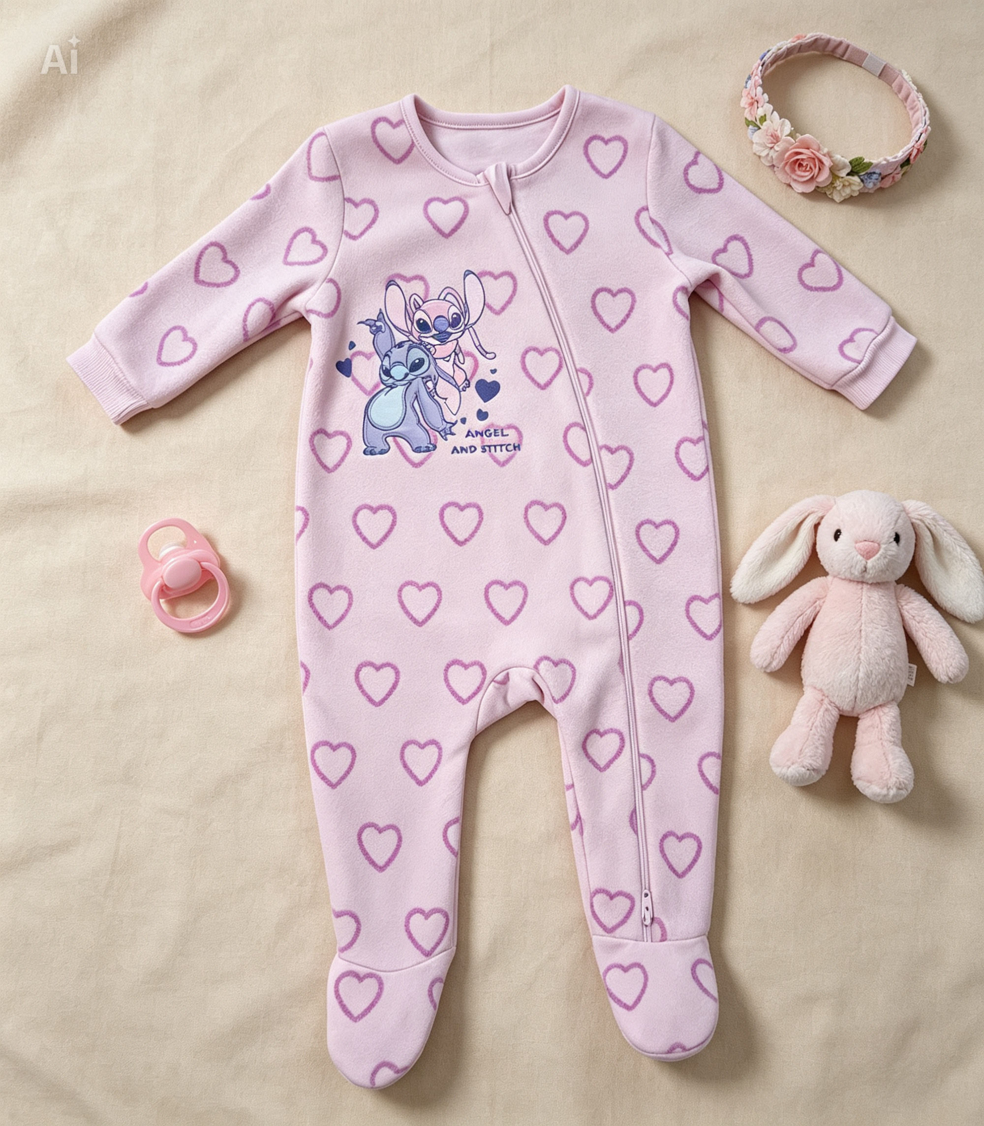 Stitch Fleece Babygrow (3-6M)