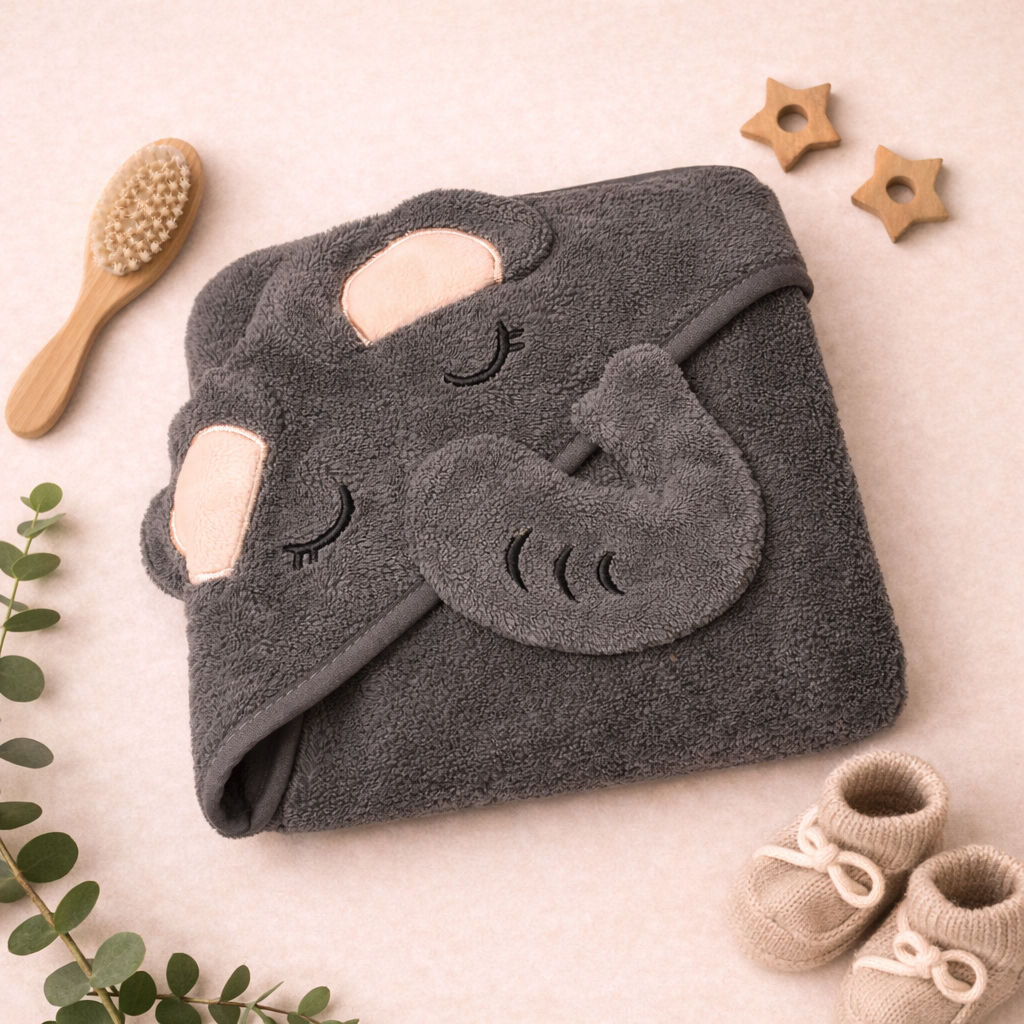 Elephant Hooded Towel (Dark Grey)