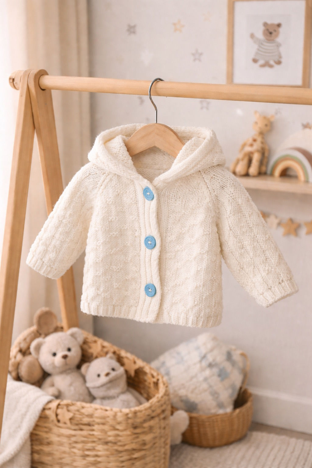 Handknitted White Cardigan (6-9M)